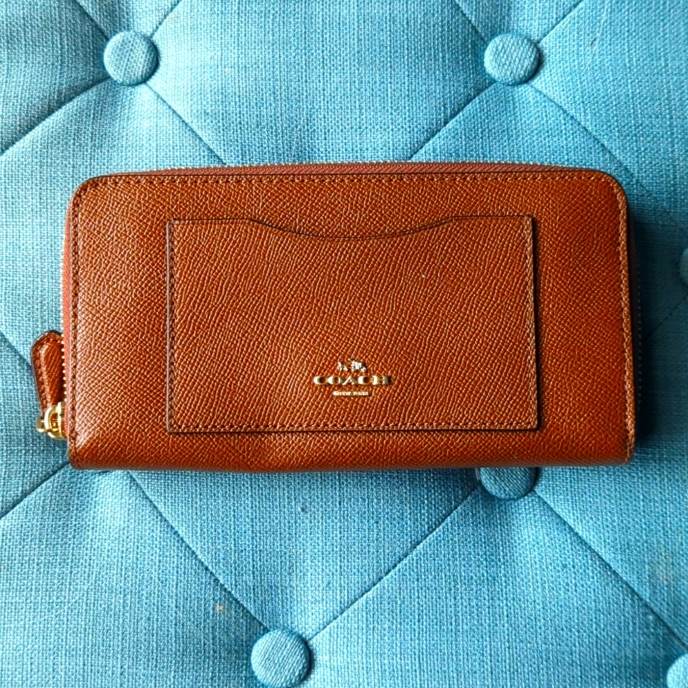 Brown Coach zipper wallet